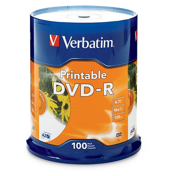 Verbatim 4.7GB DVD-R White Spindle – Pack of 100 Discs