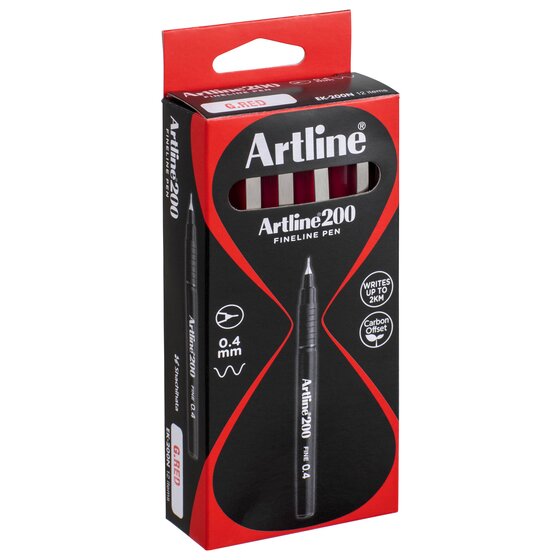 ARTLINE 200 Bright Fineliner Pen 0.4mm Red