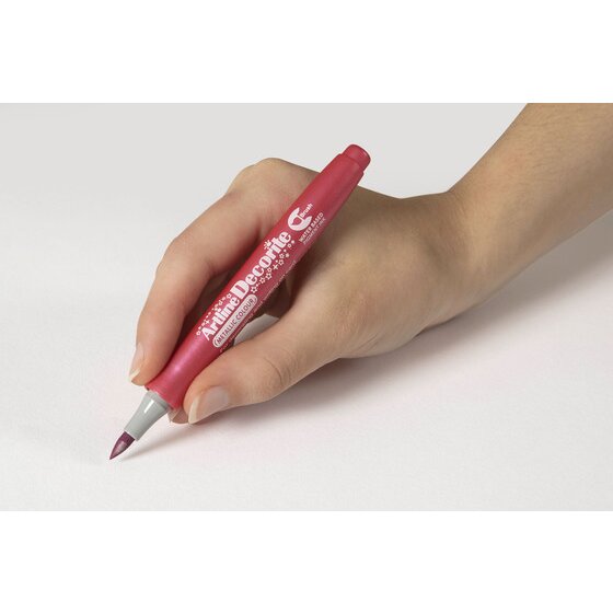 Artline Decorite Brush Marker – Metallic Pink | Opaque Ink on Glass, Metal, Plastic & Card