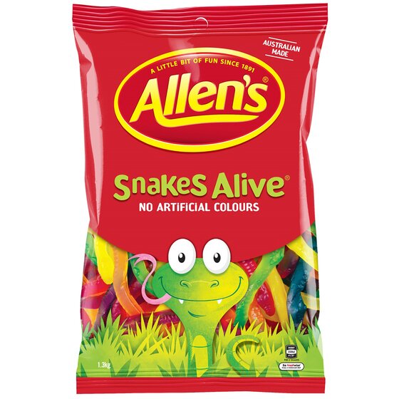 Allen's Snakes Alive Lollies – 1.3kg Bag