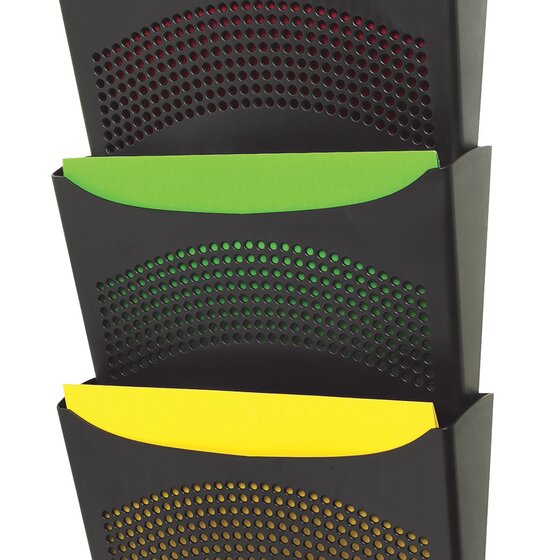 Marbig Enviro Wall Pocket – 3 Compartment, Black, Recycled PS