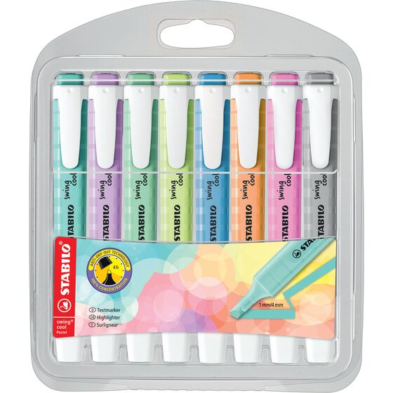 Stabilo Swing Cool Pastel Highlighter – 8-Pack Pastel Wallet