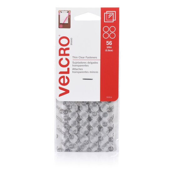 Velcro Thin Clear Hook and Loop Dots – 0.9cm (56 Sets)