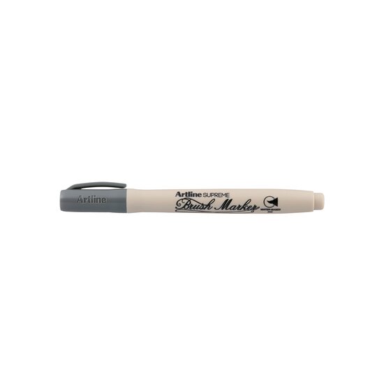 Artline Supreme Brush Marker – Grey | Water-Based Permanent Ink | Thin to Thick Lines