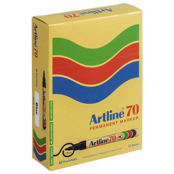 Artline 70 Permanent Marker – Blue, 1.5mm Bullet Nib