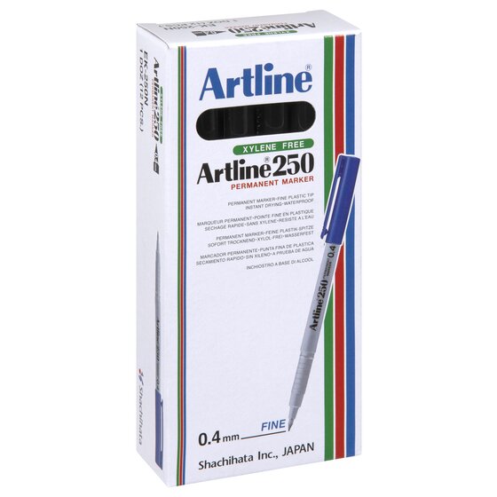 Artline 250 Permanent Marker – 0.4mm Fine Tip, Black