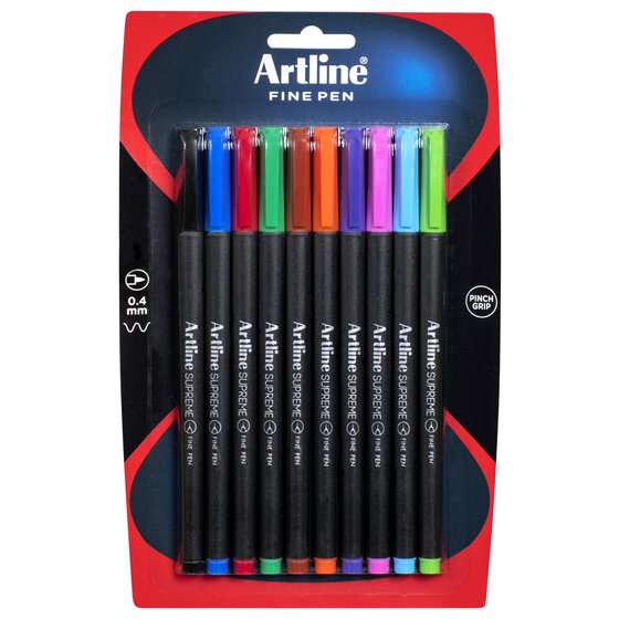 Artline Supreme Fineliner Pen 0.4mm – Assorted Colours, Pack of 10