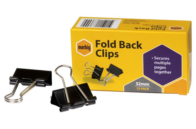 MARBIG FOLD BACK CLIPS 32MM BOX 12 | CLIPS | ACCO Partner