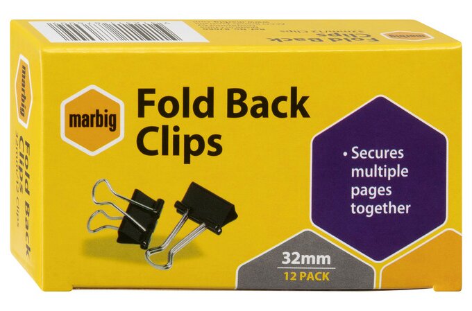 MARBIG FOLD BACK CLIPS 32MM BOX 12 | CLIPS | ACCO Partner