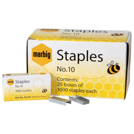 Marbig No.10 Staples – Box of 1000 | 4.5mm Leg, Up to 12 Sheets