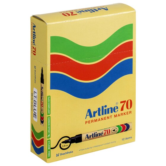 Artline 70 Permanent Marker – 1.5mm Bullet Nib, Light Blue