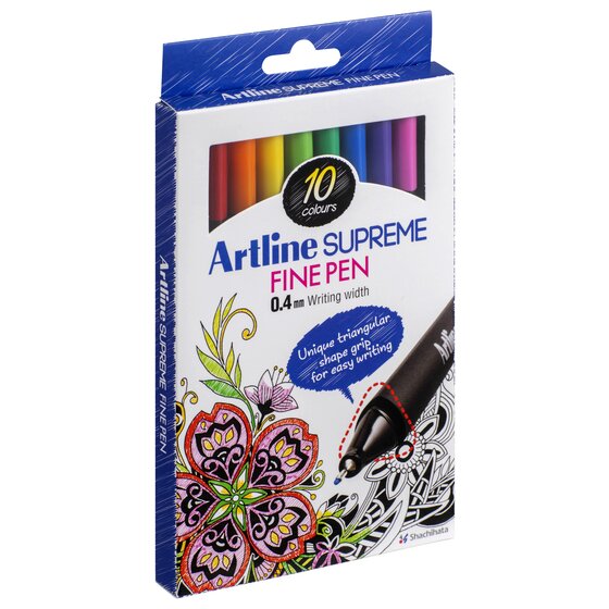 Artline Supreme Fineliner Pen Assorted – Water-Based Ink, No Bleed-Through