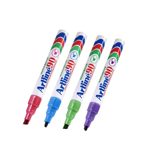 Artline 90 Permanent Marker – 5 mm Chisel Nib, Brights