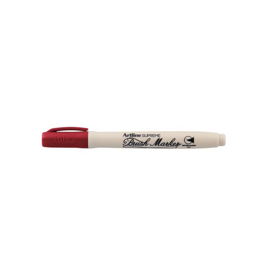Artline Supreme Brush Marker – Dark Red Antimicrobial | Water-Based Permanent Ink for Card & Paper