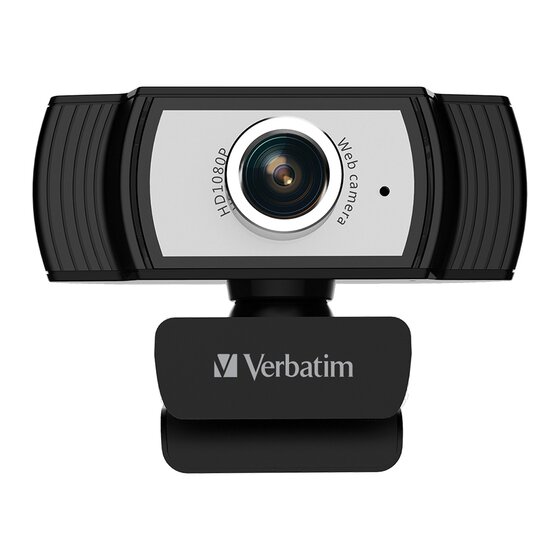 Verbatim 1080p Full HD Webcam – Black/Silver, Autofocus, USB Plug-and-Play