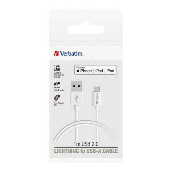 Verbatim Lightning Cable 1 Metre – Fast Charge & Sync