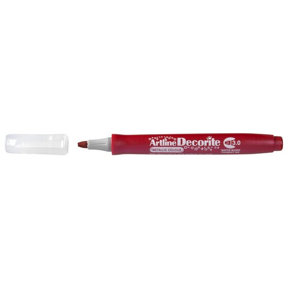 Artline Decorite Metallic 3.0 Marker – Metallic Red | Opaque Ink, Multi-Surface