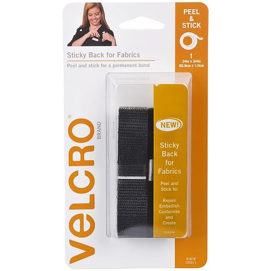 Velcro Fabric Strips 19mm x 60cm Black – Hook & Loop Fastener for Crafting, Hemming & Repairs