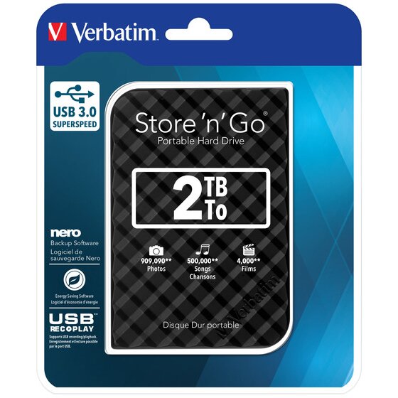 Verbatim Store 'n' Go 2TB Portable Hard Drive – USB 3.0 SuperSpeed