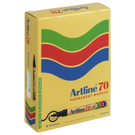 Artline 70 Permanent Marker – Green, 1.5mm Bullet Nib