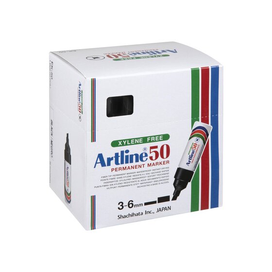 Artline 50 Permanent Marker – 6mm Chisel Nib, Black