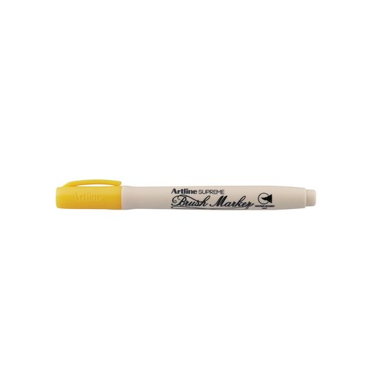 Artline Supreme Brush Marker – Yellow | Thin-to-Thick Lines, Water-Based Permanent Ink