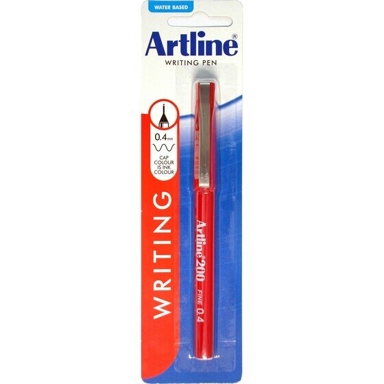 Artline 200 Fineliner Pen 0.4mm Red HS