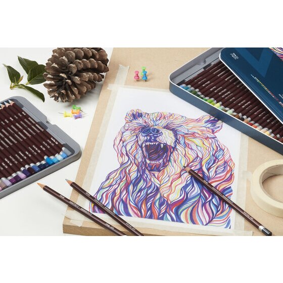 Derwent Coloursoft Coloured Pencils – 72-Piece Tin for Bold, Blendable Artwork
