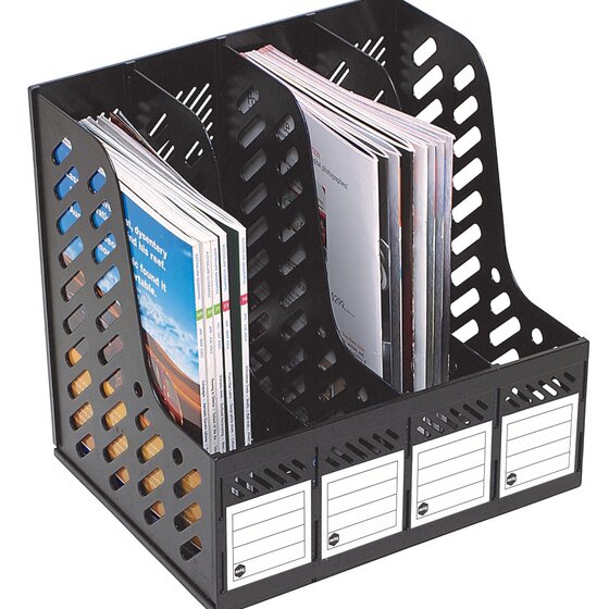 MARBIG 4 Section Magazine Rack – Desk Storage for Magazines, Catalogues & Phone Books