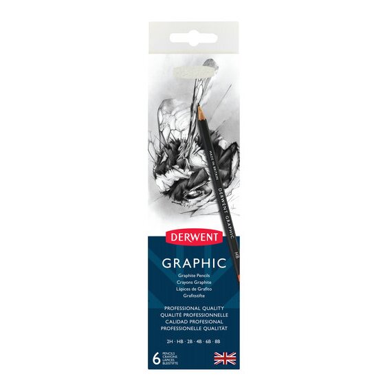 Derwent Graphic Pencil Tin 6 – Six Graphite Pencils for Drawing & Sketching