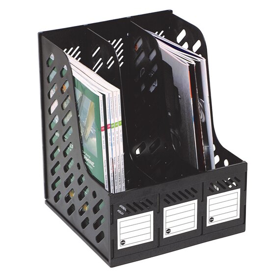 MARBIG 3 Section Magazine Rack – Desk Storage for Magazines, Catalogues & Phone Books