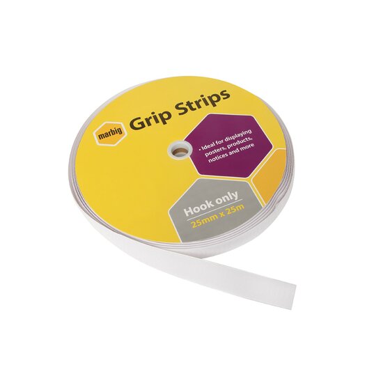 Marbig Grip Strips – Hook Side Only, 25mm x 25m Bulk