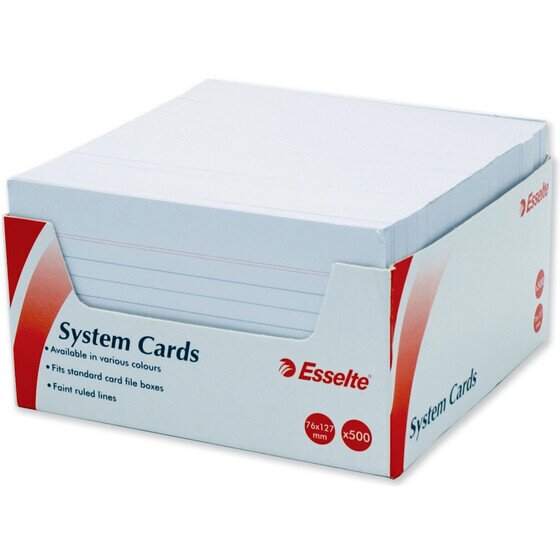 Esselte System Cards 127×76mm (5×3) White – Pack of 500
