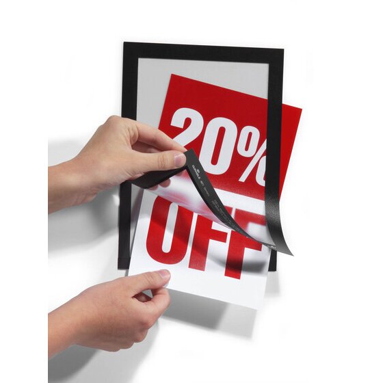 Durable Duraframe Self-Adhesive Sign Holder A5 Black Pack of 2