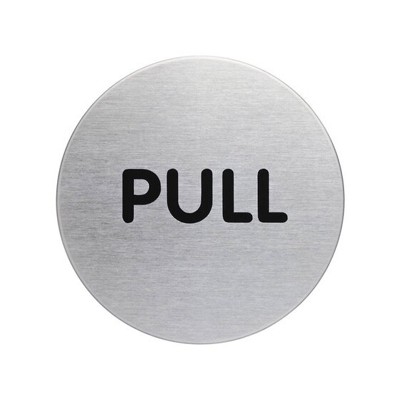 Durable Pictogram Pull Sign 65mm Silver (Brushed Stainless Steel)