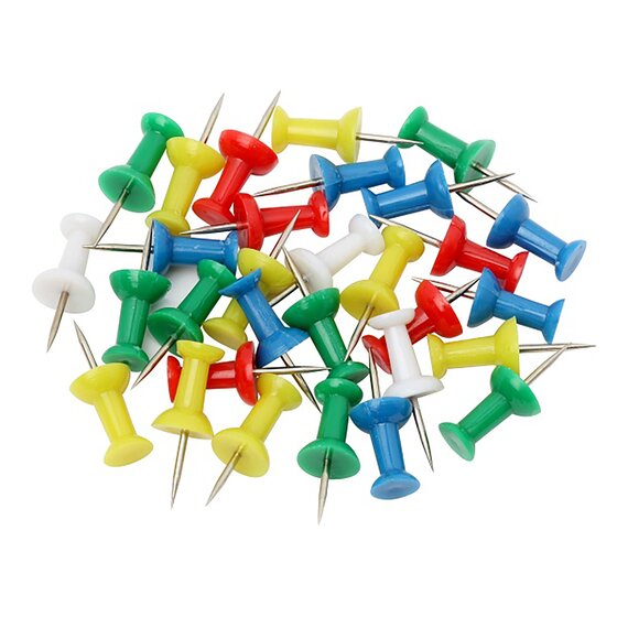Marbig Push Pins Assorted – Pack of 30