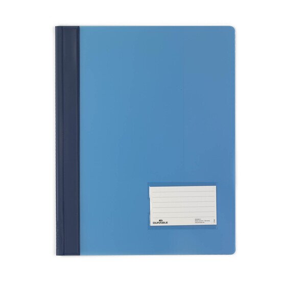 Durable Premium Flat File A4 Extra Wide Translucent Blue with Plastic-Coated Bar and Inside Pocket