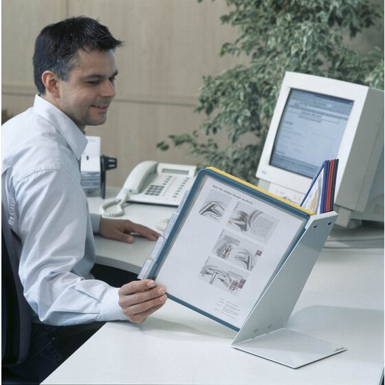Durable Vario Table 10 A4 Display System – 10 Assorted SHERPA Panels with Index Tabs