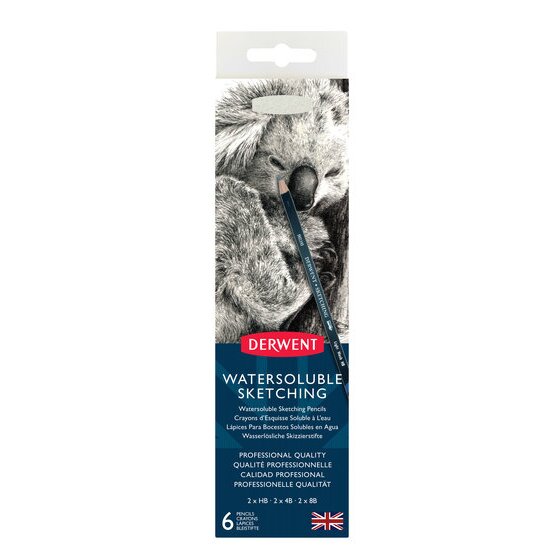 Derwent Watersoluble Sketching Pencil Tin 6 – Dry or Wet Versatile Pencils