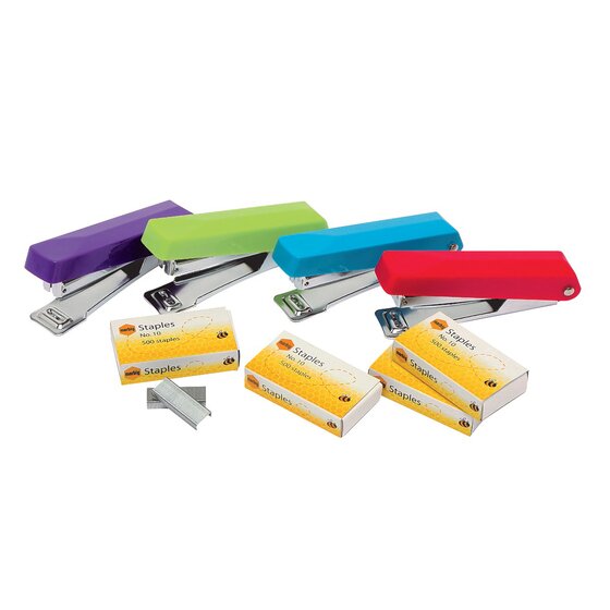 MARBIG Mini Stapler – Assorted Colours, 10 Pack with Staples