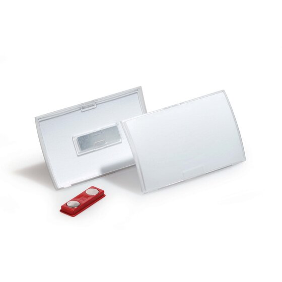 Durable Name Badge with Magnetic Clip, 54 x 90 mm, Pack of 10