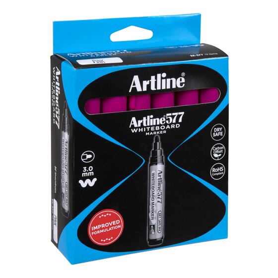 Artline 577 Whiteboard Marker – Pink (Dry-Safe Ink, Bold Colour, Low Odour)
