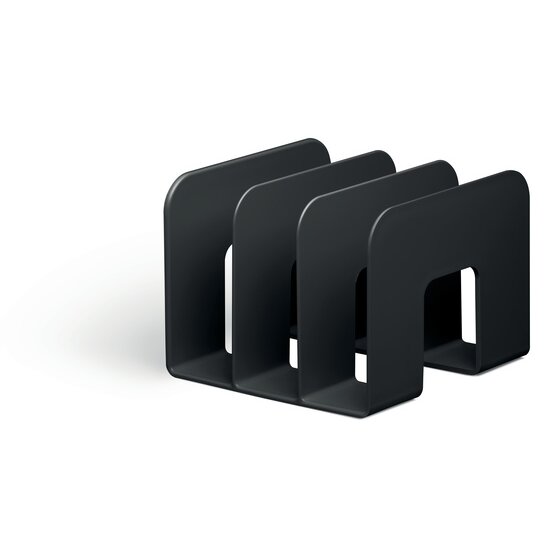 Durable ECO Catalogue Stand – Black | 3-Compartment Desk Organiser for Magazines & Brochures