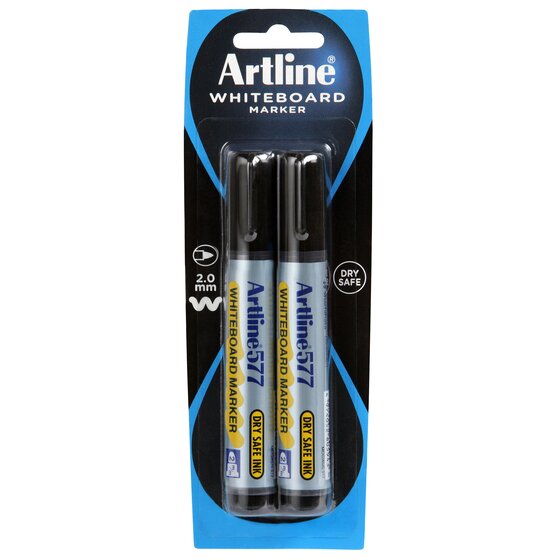 Artline 577 Whiteboard Marker – 2 Pack, Black