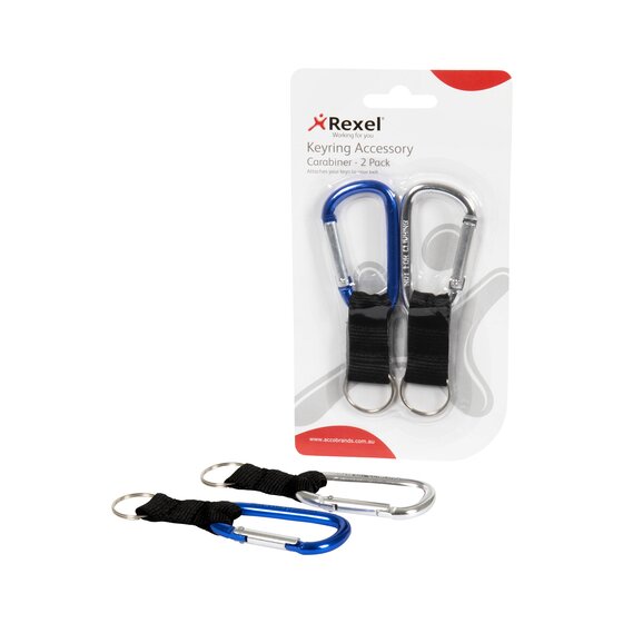 Rexel ID Carabiner Key Rings – 2 Pack Blue/Silver