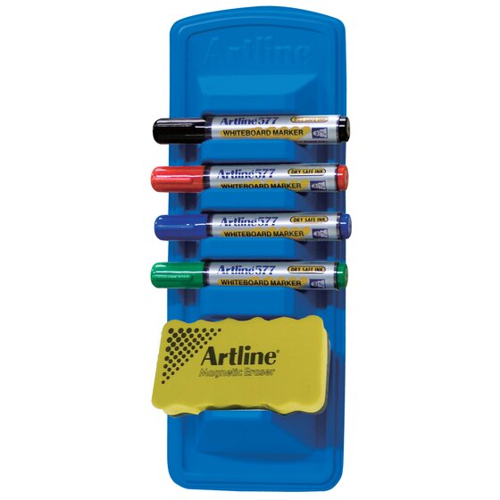 Artline Whiteboard Caddy Starter Kit – 48-Hour Dry-Safe Markers, Bold Low-Odour Ink