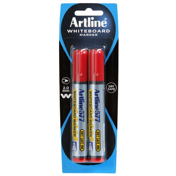 Artline 577 Whiteboard Marker – 2 Pack, Red