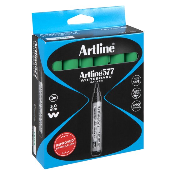 Artline 577 Whiteboard Marker – Green | Dry-Safe Ink, Bold Low-Odour Writing