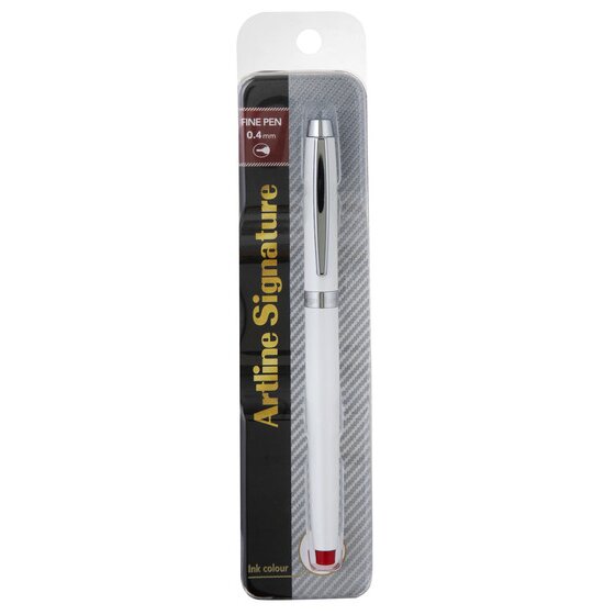 Artline Signature Pearl Fine Pen – Red | 0.4mm Felt Tip