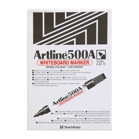 Artline 500A Whiteboard Marker – 2mm Bullet Nib | Black
